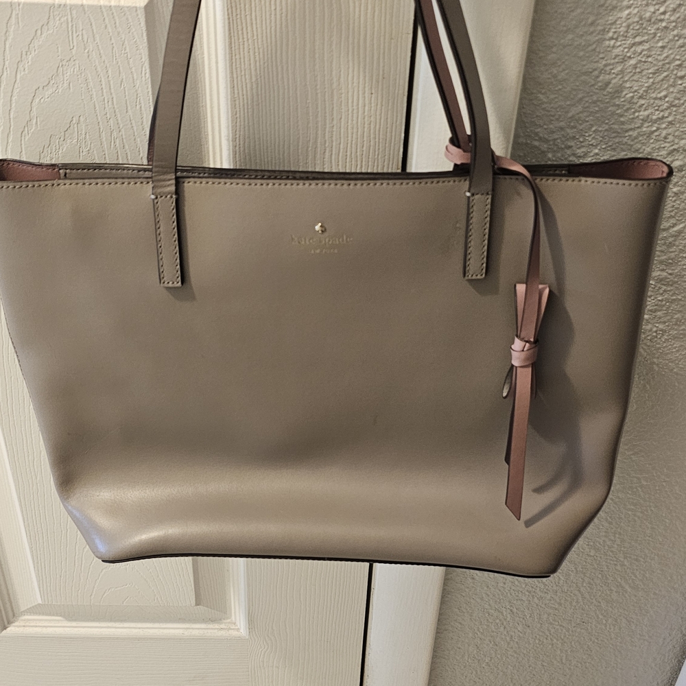 Kate Spade Taupe and Pink Tote Bag